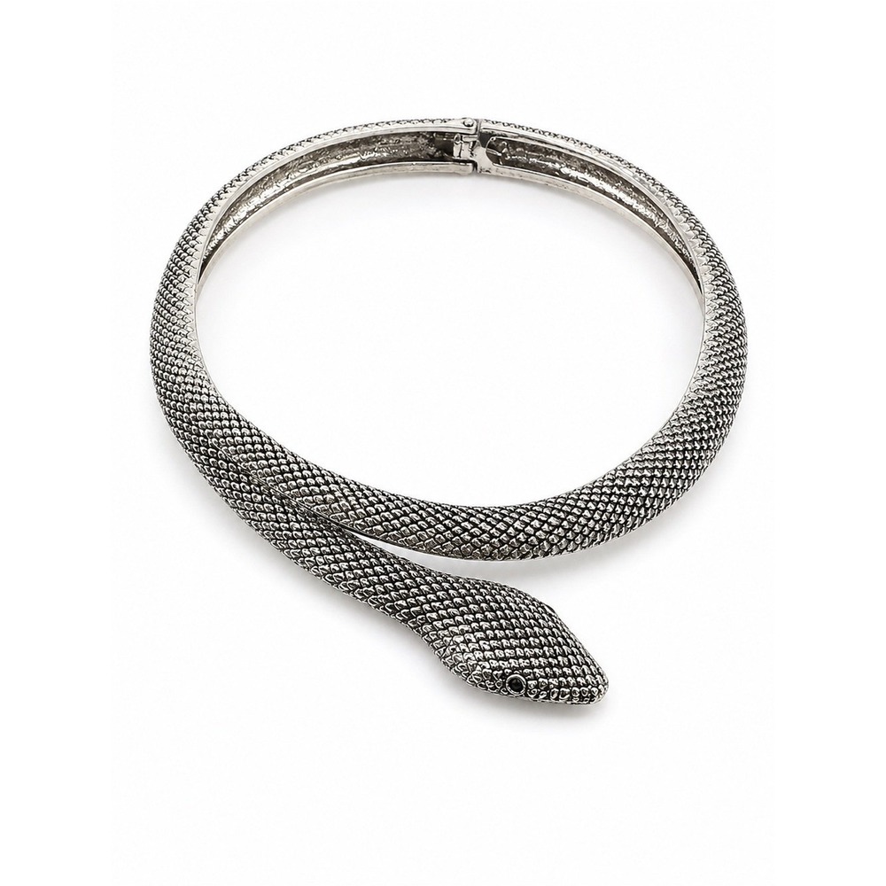 Silver Tone Snake Choker Necklace Statement Serpent Collar Brand New